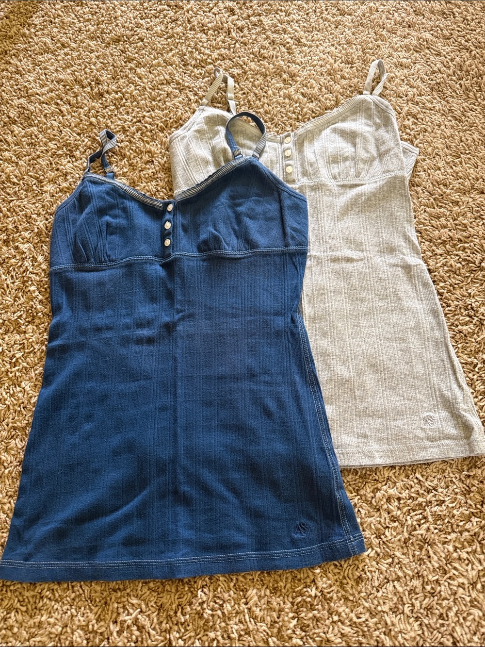 Bundle of Aeropostale Blue & Cream Ribbed Camisole Tops with Button Front🌸